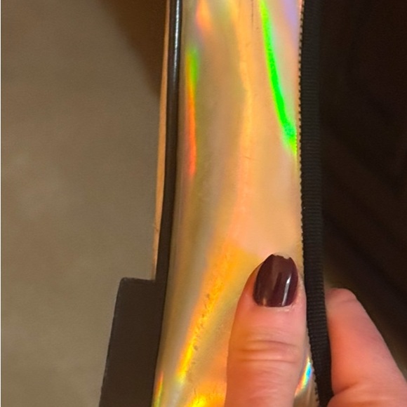 Chanel Black Cap Toe CC Logo Metallic Silver x Black size 38.5 great condition! - Picture 9 of 16